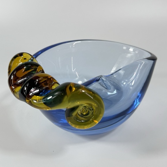 Vintage Mid Century Murano Glass Ashtray Italian Glass Art Eggplant - Picture 5 of 16